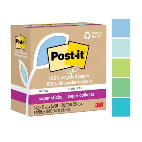 Notas Recicladas 3M Super Sticky 7.6x7.6cm Color Campiña Frutal 6 Blocks 65 Hojas c/u
