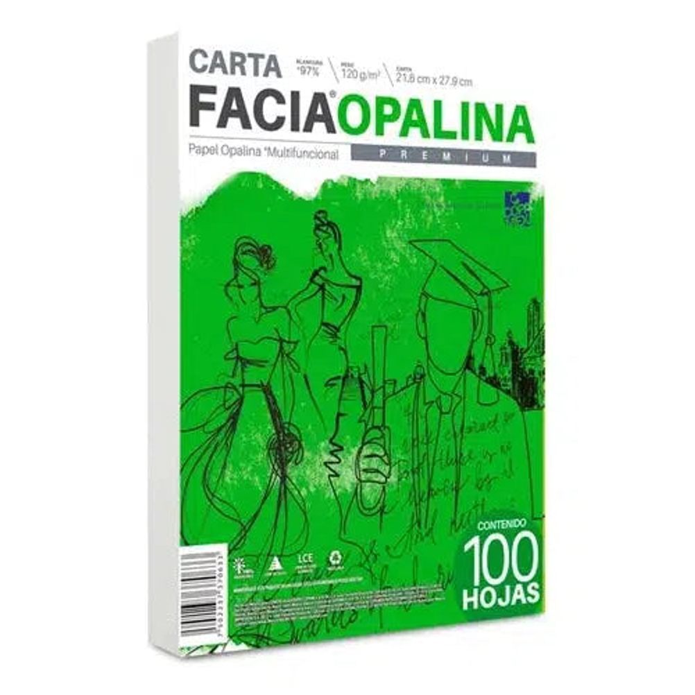 Hoja Opalina Papel Facia Copamex Blanca 120 G Carta 100 Hojas