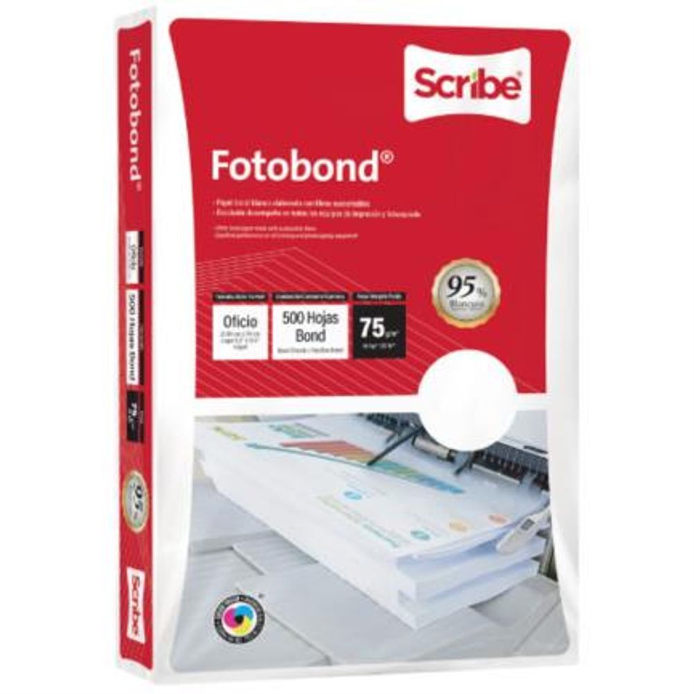 Scribe Papel Cortado Fotobond 75g/m², 5000 Hojas de Tamaño Oficio, Blanco