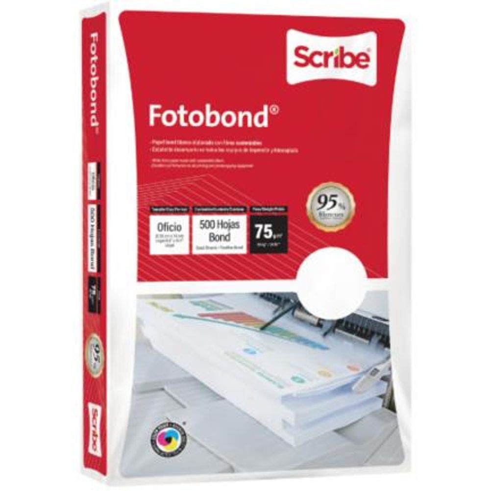 Scribe Papel Cortado Fotobond 75g, 5000 Hojas de Tamaño Carta, Blanco 95%