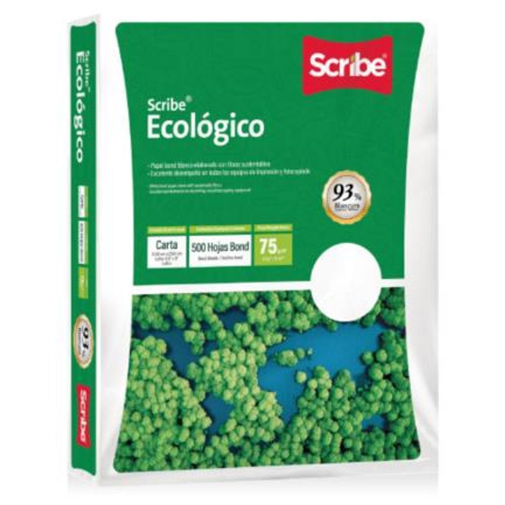 Scribe Papel Cortado Ecológico 75g/m², 5000 Hojas de Tamaño Carta, Blancura 93%
