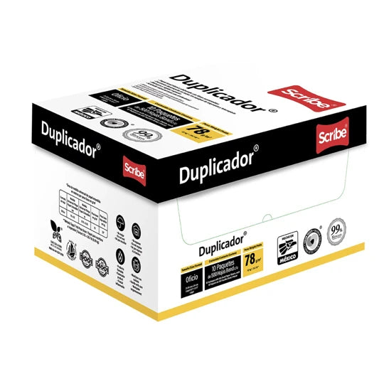 Papel Oficio Tipo Bond Scribe Duplicador 99% de Blancura 78gr C/5000 Hojas