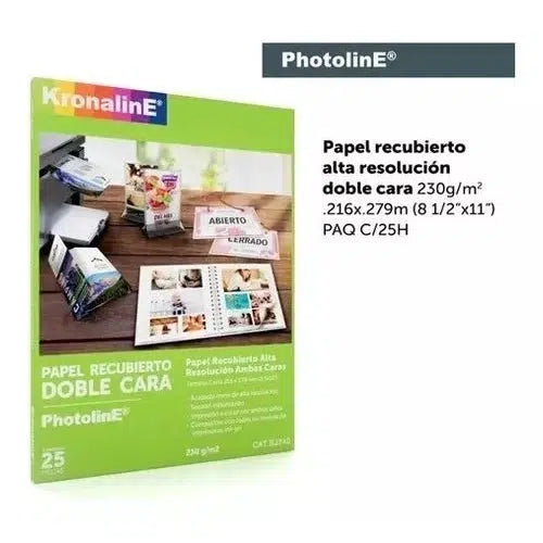 Papel Recubierto Alta Resolución Doble Cara Kronaline 25 Pz