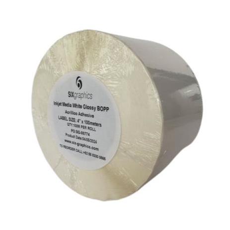 Papel Six Graphics Bopp Blanco Brillante Adhesivo Acrilico Respaldo Papel 4 x 100 Metros