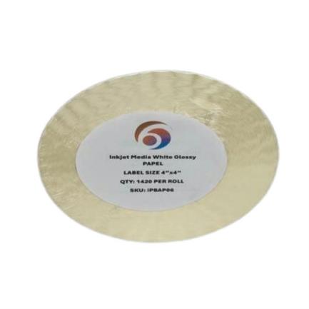 Papel Six Graphics Blanco Brillante Adhesivo Acrilico Respaldo 4 x 4" Core 3 1