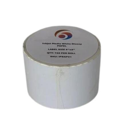 Papel Six Graphics Blanco Brillante Adhesivo Acrilico Respaldo Papel 4 x 2" Core 1 740 Etiquetas por Rollo