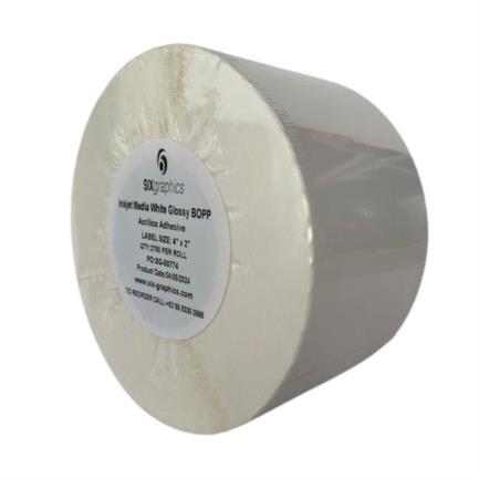 Papel Six Graphics Bopp Blanco Brillante Adhesivo Acrilico Respaldo 4 x 4" Core 3 1420 Etiquetas
