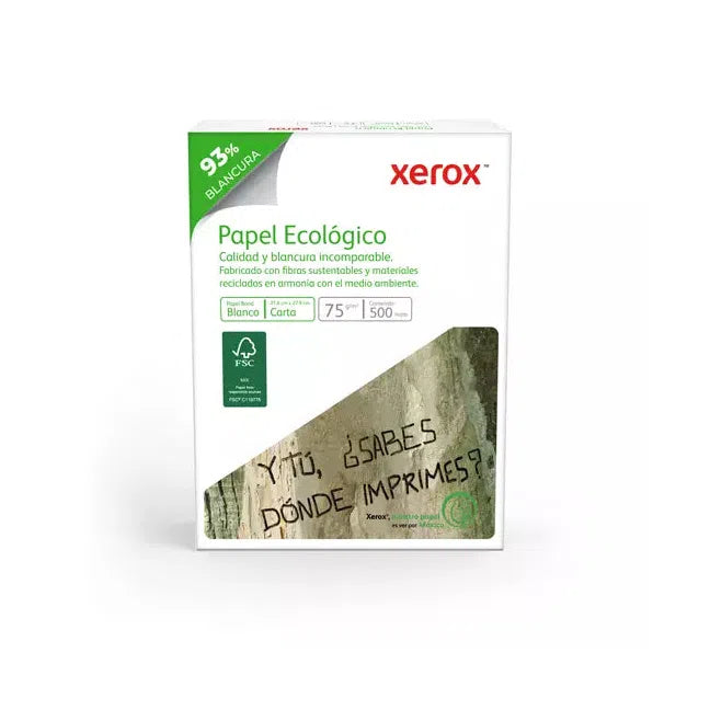 Caja de Papel Bond Ecológico Xerox 75g/m², 5000 Hojas de Tamaño Carta, Blanclura 93%