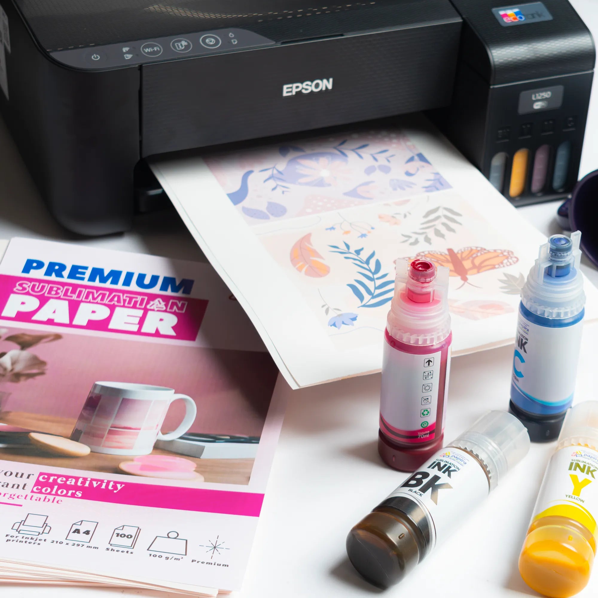 Kit Básico De Sublimación Papel + Tinta + Cinta Papira