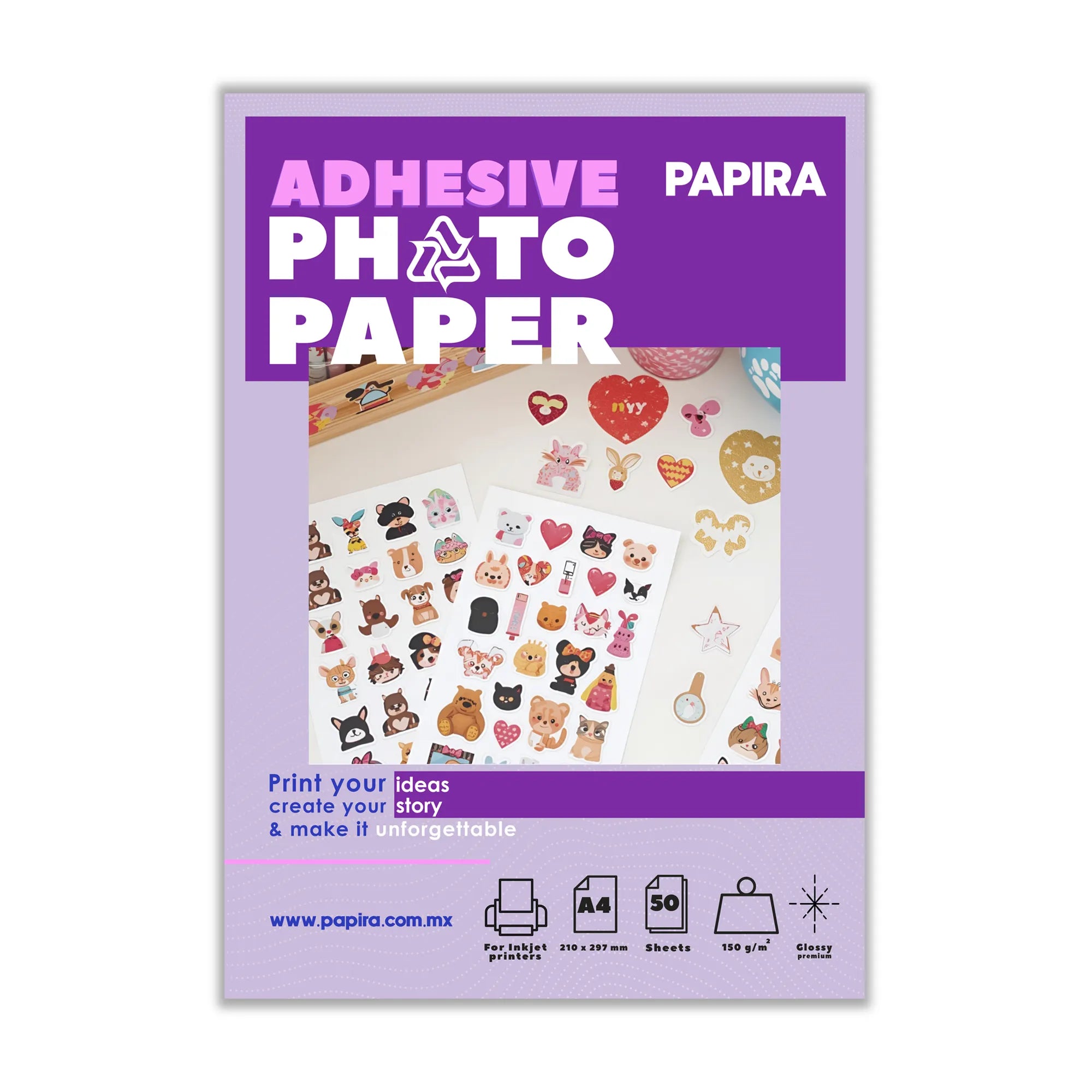 Papel Fotográfico Adhesivo Papira A4 Glossy 150 G 50 Hojas