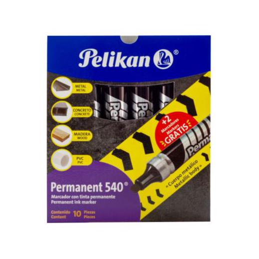Pelikan Marcador Permanente 540, Negro, Paquete con 10 piezas