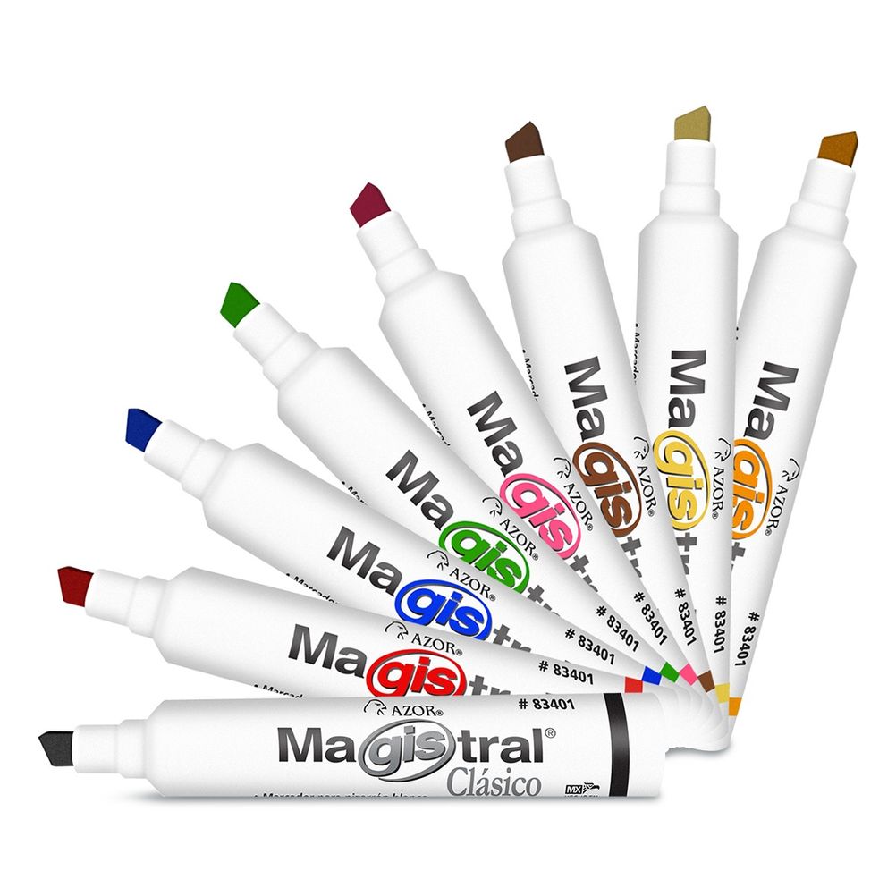Set Marcadores Para Pizarron Blanco Magistral Azor 8 Colores