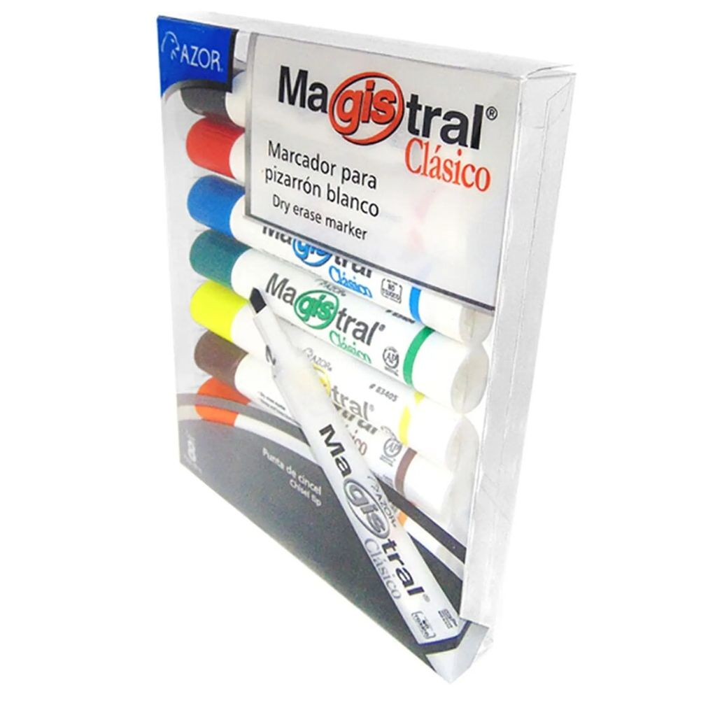 Set Marcadores Para Pizarron Blanco Magistral Azor 8 Colores