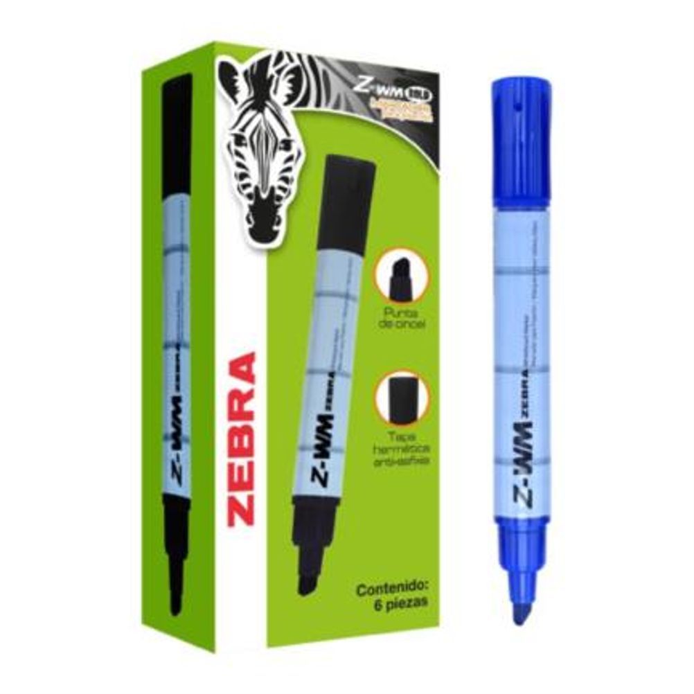 Marcador Zebra Z-WM Bold Punta de Cincel Base de Agua Color Rojo 6 Pieza(s)