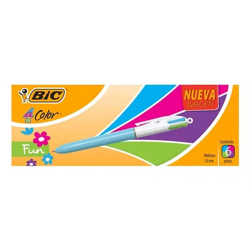 Pluma Bolígrafo Bic 4 Color Fun Multicolor 1.0 Mm 6 Piezas