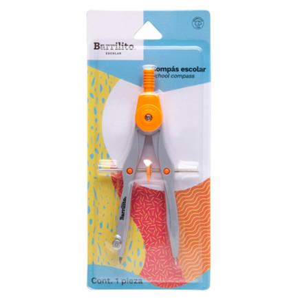 Compás Escolar Barrilito 250 con Perilla Plastico Metal Inoxidable Galbanizado Metálico