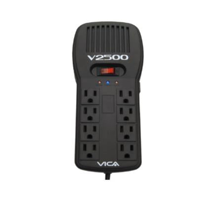 Regulador Vica V2500, 2500VA, 300J, Entrada 100-127V, Negro
