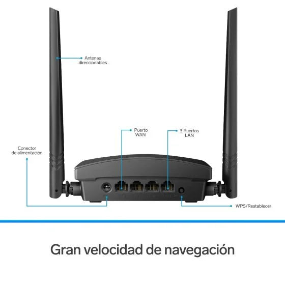 Repetidor / Router Wi-Fi 300 Mbps 2,4 GHz, hasta 20 m de cobertura