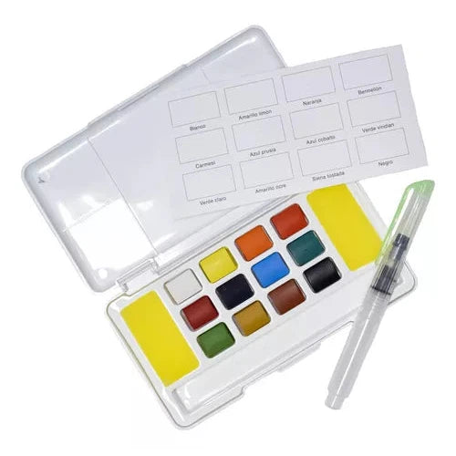 Estuche Portátil De Acuarela Atl Profesional 12 Colores