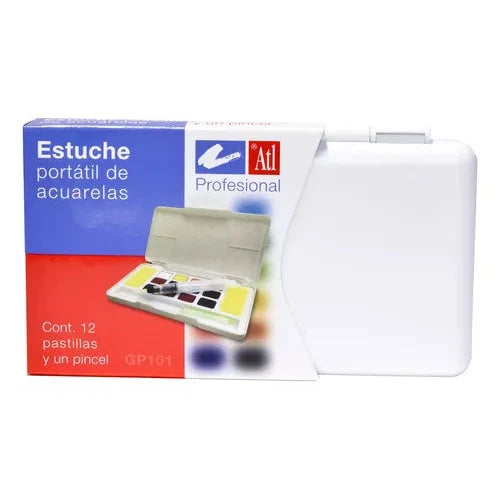 Estuche Portátil De Acuarela Atl Profesional 12 Colores