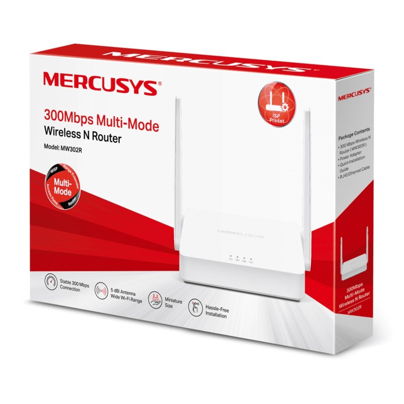 Router Mercusys MW302R, Inalámbrico, 300MBPS, 2.4GHz