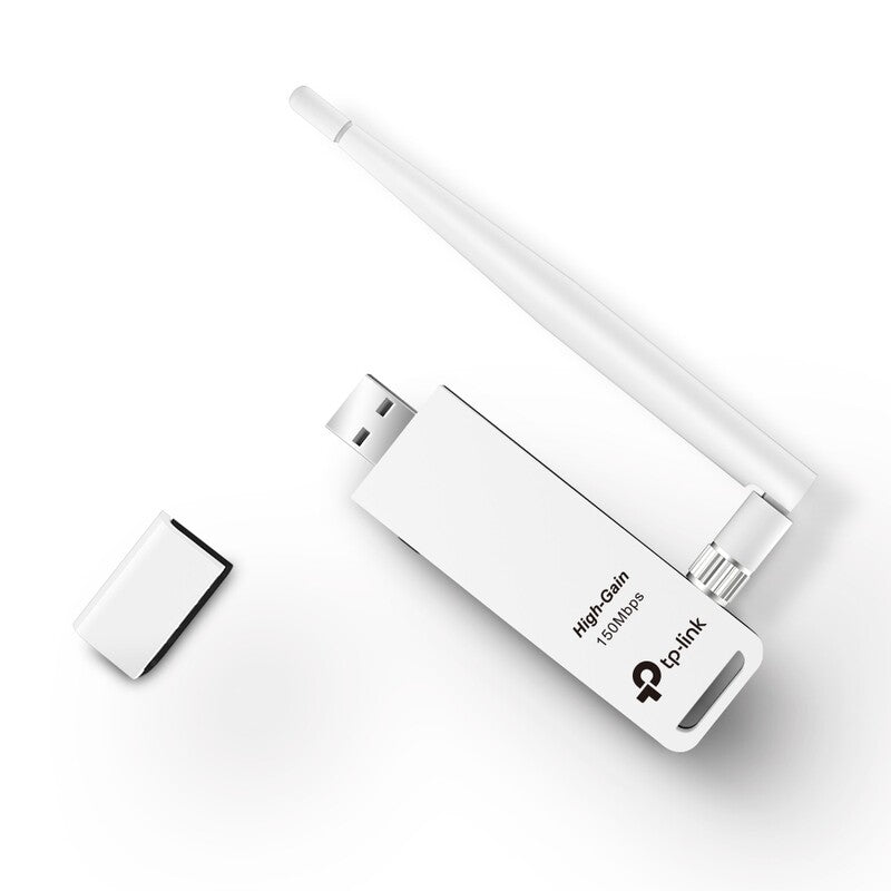Adaptador USB inalámbrico de alta ganancia N 150 Mbps 2.4 GHz con 1 antena desmontable de 4dBi, TL-WN722N