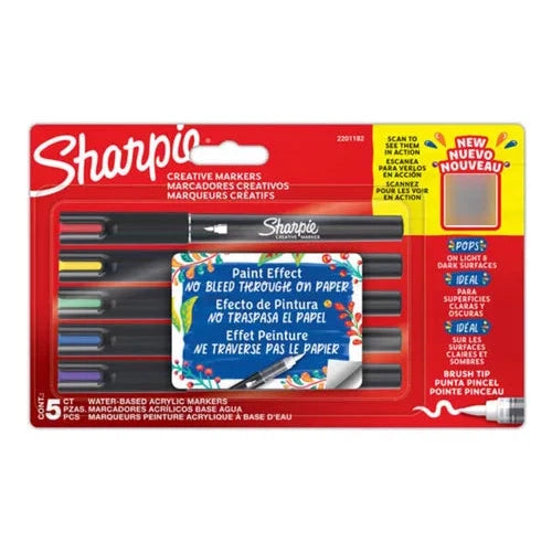 Plumones Sharpie Marcadores Acrílicos Creativos Punta Pincel 5 Piezas