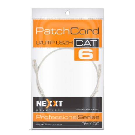 Cable de Conexion Nexxt Solutions U/UTP Cat6A 90 cm LSZH (Compuesto sin Halogeno de Baja Toxicidad) Gris