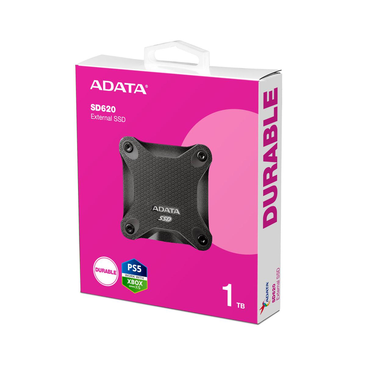SSD Externo Adata SD620, 1TB, USB 3.2, Negro