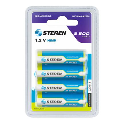 Steren Pilas Recargables AA, 1.2V, 4 Piezas