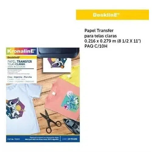Papel Transfer Telas Claras Kronaline Carta Tr300 10 Hojas