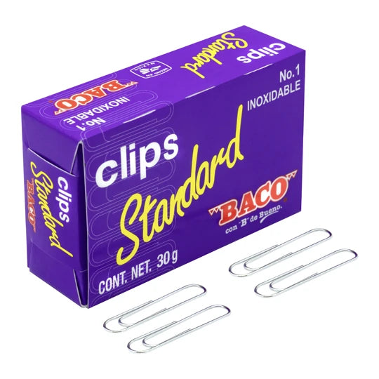 Clip Baco CL002 Estándar #2 (50mm) Alambre Inoxidable Galbanizado Gris 100 Clips(s) 10 Pieza(s)