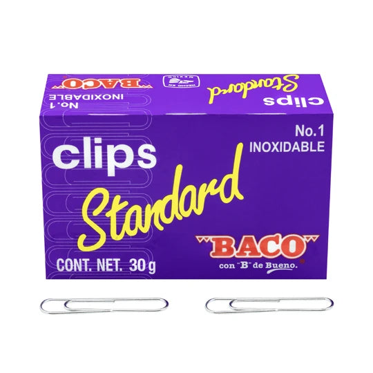 Clip Baco CL002 Estándar #2 (50mm) Alambre Inoxidable Galbanizado Gris 100 Clips(s) 10 Pieza(s)