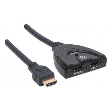 Manhattan Switch HDMI 1.3 de 2 Puertos, 2x HDMI Hembra - 1x HDMI Macho, Negro