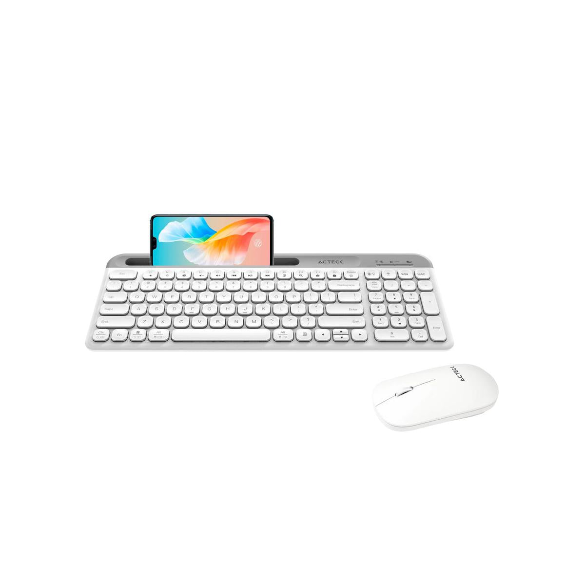 Kit de Teclado y Mouse Acteck Creator Virtuos Silk MK720, Inalámbrico, Bluetooth, Blanco (Español)
