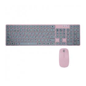 Kit de Teclado y Mouse Perfect Choice PC-201069, Inalámbrico, Rosa (Español)