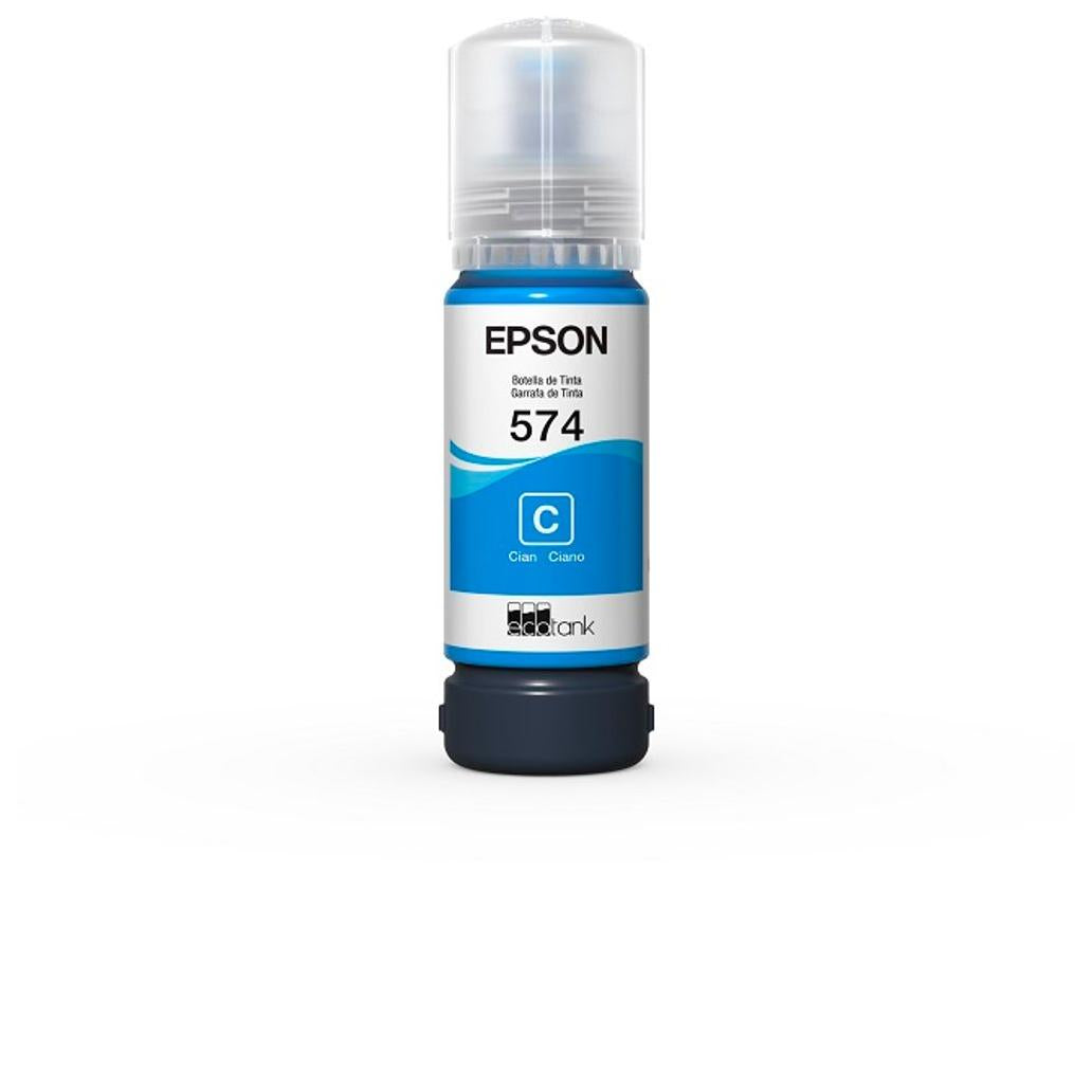 Botella de Tinta Epson t574220 al color cian rendimiento 7 300 paginas compatible con ecotank l8050 l18050