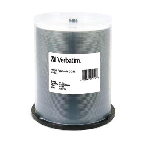 Verbatim Torre de Discos Virgenes Imprimibles para CD, CD-R, 52x, 100 Discos