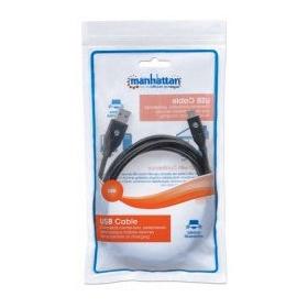Manhattan USB A Macho - USB C Macho, 2 Metros, Negro