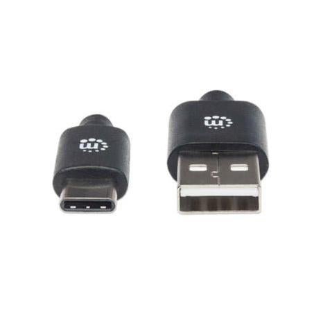 Manhattan USB A Macho - USB C Macho, 2 Metros, Negro