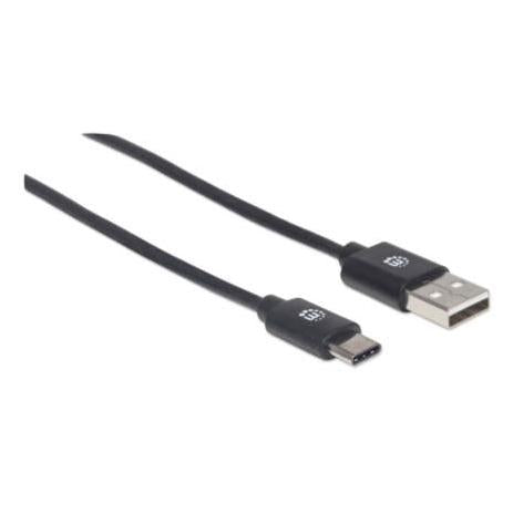 Manhattan USB A Macho - USB C Macho, 2 Metros, Negro