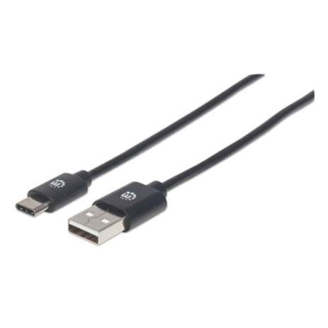 Manhattan USB A Macho - USB C Macho, 2 Metros, Negro