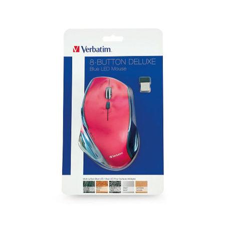 Mouse Verbatim Óptico Deluxe, Inalámbrico, USB, 1600DPI, Rojo