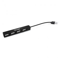 Vorago Hub USB 2.0 - 4x USB 2.0 Hembra, 480 Mbit/s, Negro